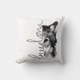 Freedom Wolf Minimal Line Art - Kussen