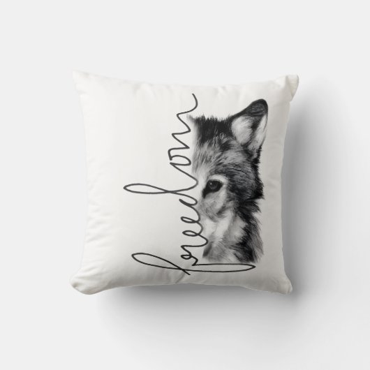 Freedom Wolf Minimal Line Art - Kussen (Voorkant)