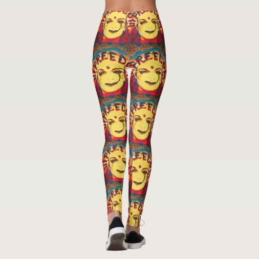 Freedom Yellow smiley face Leggings (Achterkant)