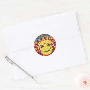 Freedom Yellow smiley face Ronde Sticker