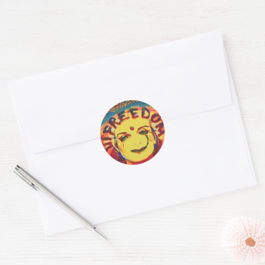 Freedom Yellow smiley face Ronde Sticker (Envelop)