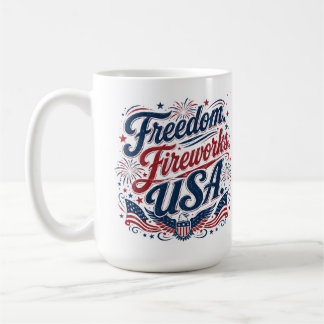 FreedomFireworksUSA–Vintage Patriottisch 4 juli Koffiemok