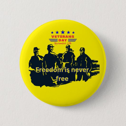 Freedom's defenders bright yellow ronde button 5,7 cm (Voorkant)
