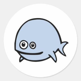 FreeDos Fish - Blauw Ronde Sticker
