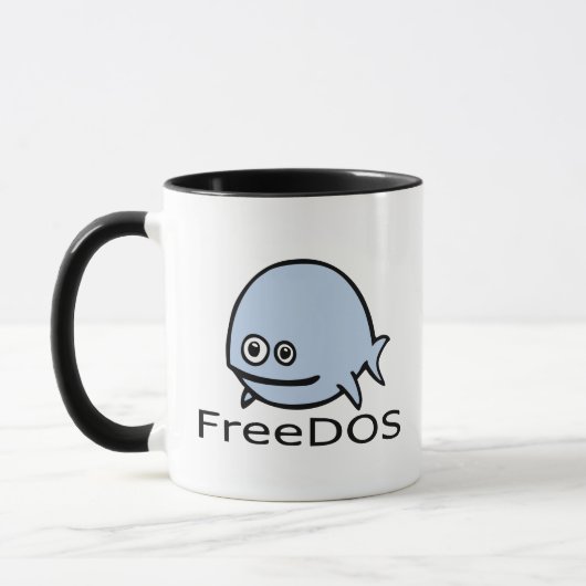 FreeDos Fish - Blue met naam Mok (Links)