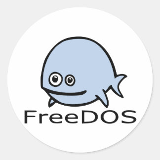 FreeDos Fish - Blue met naam Ronde Sticker