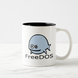 FreeDos Fish - Blue met naam Tweekleurige Koffiemok