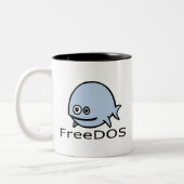 FreeDos Fish - Blue met naam Tweekleurige Koffiemok (Links)