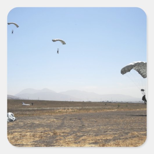 Freefall parachute jumpers vierkante sticker (Voorkant)