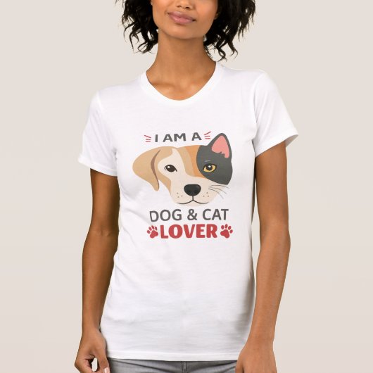Freefit I AM A Dog & Cat Lover Dames Slim Fit T-sh T-shirt (Voorkant)