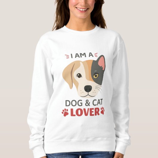 Freefit I AM A Dog & Cat Lover Vrouwen Basic Crewn Trui (Voorkant)