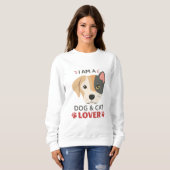 Freefit I AM A Dog & Cat Lover Vrouwen Basic Crewn Trui (Voorkant volledig)