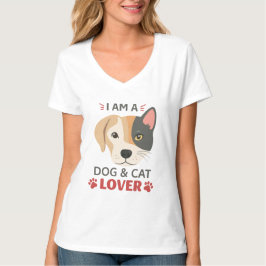 Freefit I AM A Dog & Cat Lover Vrouwen Basic V-NEC T-shirt