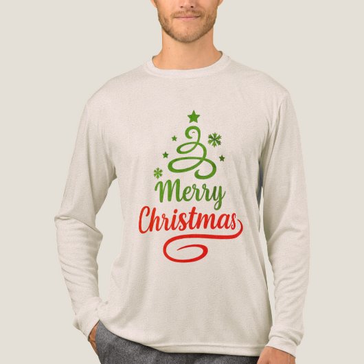 Freefit Merry Christmas Long Sleeve Tee 🎅 | Bella Tri-Blend Shirt (Voorkant volledig)