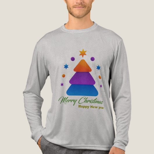 Freefit Merry Christmas Tree Bella+Canvas Tri-Blen Tri-Blend Shirt (Voorkant volledig)
