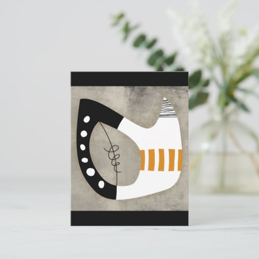 Freeform - Oranje zwart-wit Briefkaart (Staand voorkant)