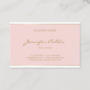 Freehand Gold Script Name Blush Pink Modern Visitekaartje