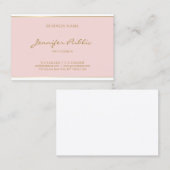 Freehand Gold Script Name Blush Pink Modern Visitekaartje (Voorkant / Achterkant)
