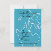 Freehand linear drawing of a couple in love save the date (Voorkant)