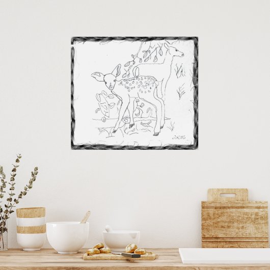 Freehand Pencil-schouderwand Poster (Keuken)