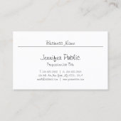 Freehand Script Chic Modern Minimalistisch Plain T Visitekaartje (Voorkant)