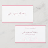 Freehand Script Elegant Pink Plain Luxe Visitekaartje (Voorkant / Achterkant)