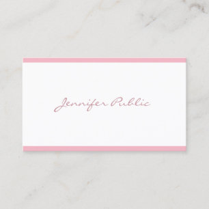 Freehand Script Elegant Pink Plain Luxe Visitekaartje
