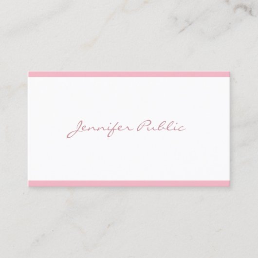 Freehand Script Elegant Pink Plain Luxe Visitekaartje (Voorkant)