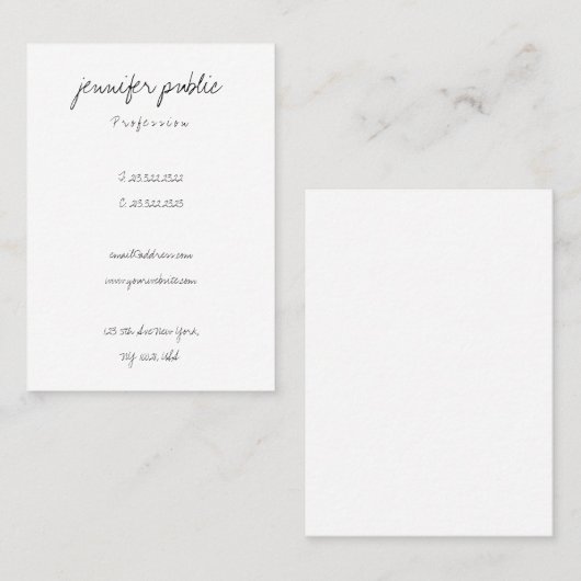 FreeHand Script Modern Clean Sjabloon Professional Visitekaartje (Voorkant / Achterkant)