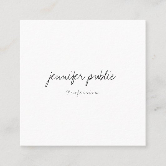 FreeHand Script Moderne minimalistische Sjabloon M Vierkante Visitekaartje (Voorkant)