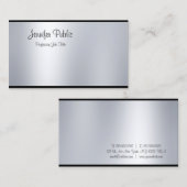 Freehand Script Silver-look Modern Minimale plaat Visitekaartje (Voorkant / Achterkant)