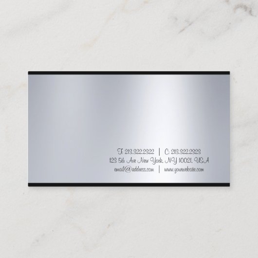 Freehand Script Silver-look Modern Minimale plaat Visitekaartje (Achterkant)