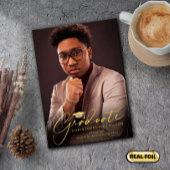 Freehand Script voor/achter foto-Afstuderen Folie Uitnodiging