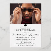 Freehand Script voor/achter foto-Afstuderen Folie Uitnodiging (Achterkant)