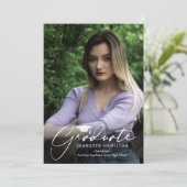 Freehand Script voor/achter foto-Afstuderen Invita Kaart (Staand voorkant)