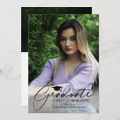 Freehand Script voor/achter foto-Afstuderen Kaart (Voorkant / Achterkant)