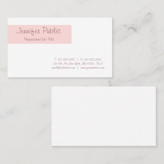 Freehand stijlvol, schoon ontwerp, zwart roze vlak visitekaartje (Voorkant / Achterkant)