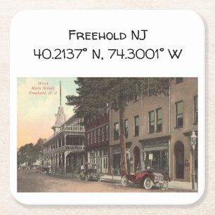 Freehold NJ Map Coordinate 1909 stijl Kartonnen Onderzetters