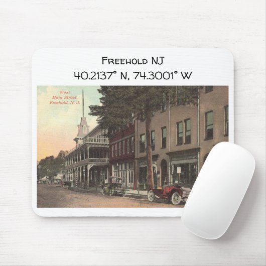 Freehold NJ Map Coordinate 1909  stijl Muismat (Met muis)