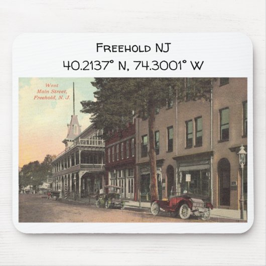 Freehold NJ Map Coordinate 1909  stijl Muismat (Voorkant)