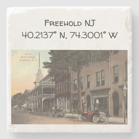 Freehold NJ Map Coordinate 1909  stijl Stenen Onderzetter (Voorkant)