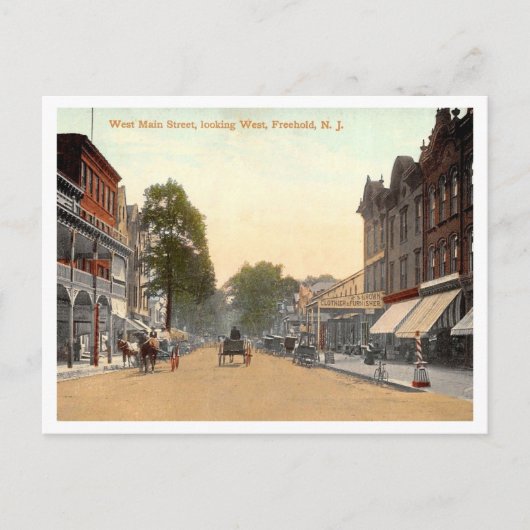 Freehold NJ West Main St 1910's Briefkaart (Voorkant)