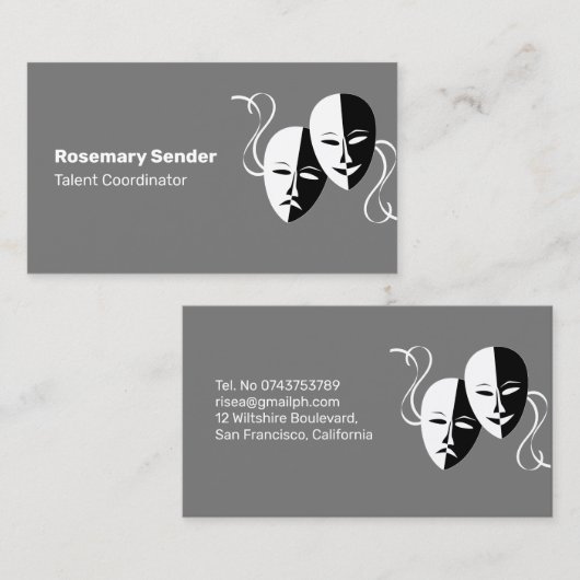 Freelance Actor Personeel Visitekaartje (Voorkant / Achterkant)