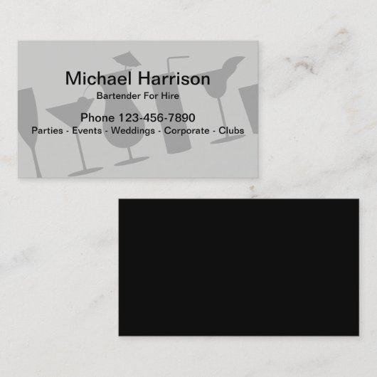 Freelance Bartender Mixoloog Visitekaartje (Voorkant / Achterkant)