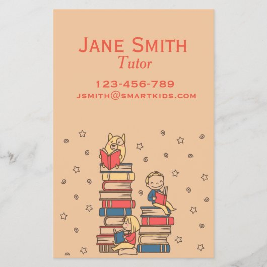 Freelance docent of leraar lezen voor kinderen flyer (Voorkant)