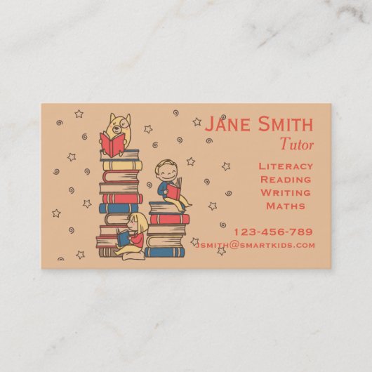Freelance docent of leraar lezen voor kinderen visitekaartje (Voorkant)