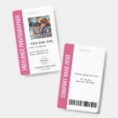 Freelance Fotograaf Badge in Helder Fuchsia (Voor- en achterkant)