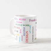 Freelance koffie mok / Geloof in uw drukte mok (Voorkant links)