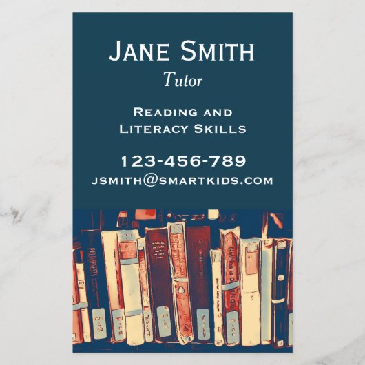 Freelance leraar of leraar voor lezen flyer (Voorkant)