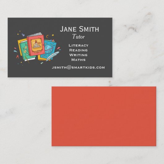 Freelance literatuurleraar- en lerarenboeken visitekaartje (Voorkant / Achterkant)